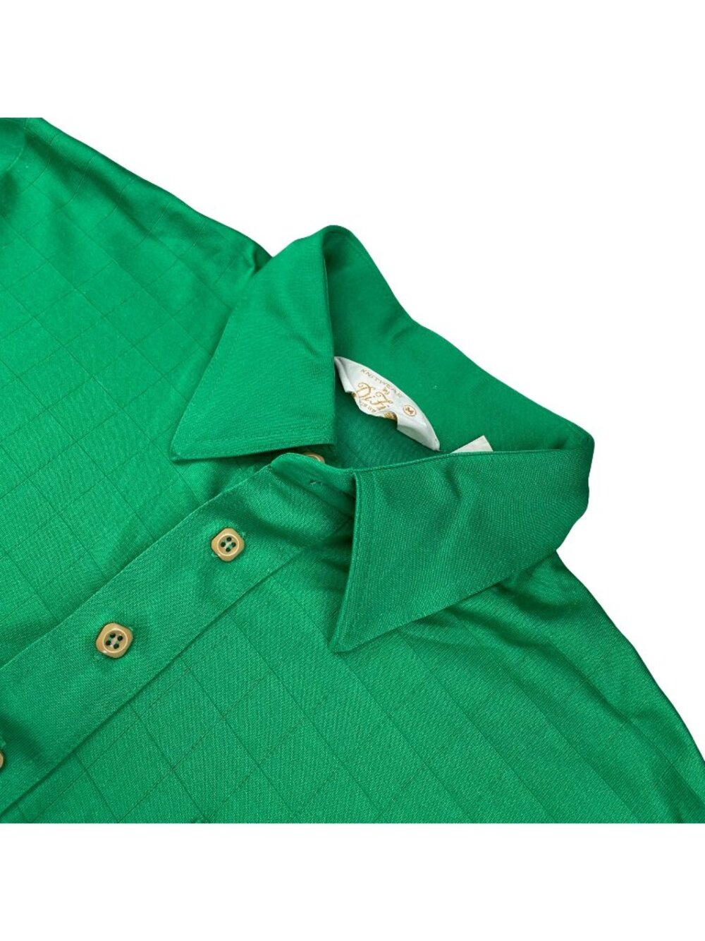 VTG DiFini Men’s Cotton Blend S/S Polo Shirt Green Check • Medium